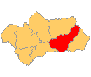 Mapa de la provincia de Granada, dentro de Andalucía